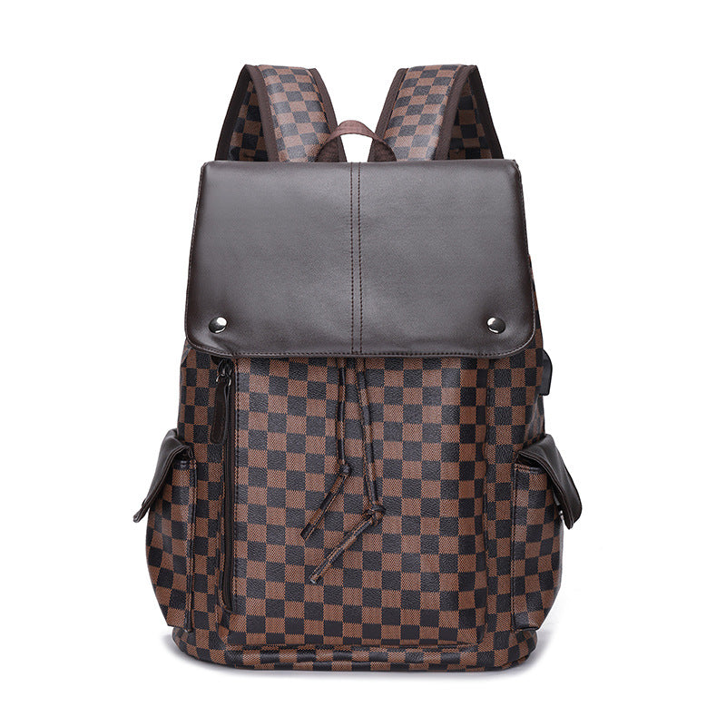 Men's Plaid Fashionable Business Large Capacity Computer Backpacks