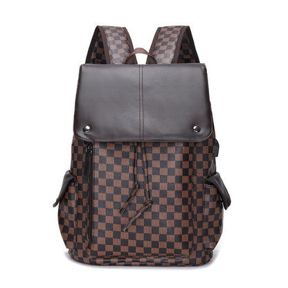 Men's Plaid Fashionable Business Large Capacity Computer Backpacks