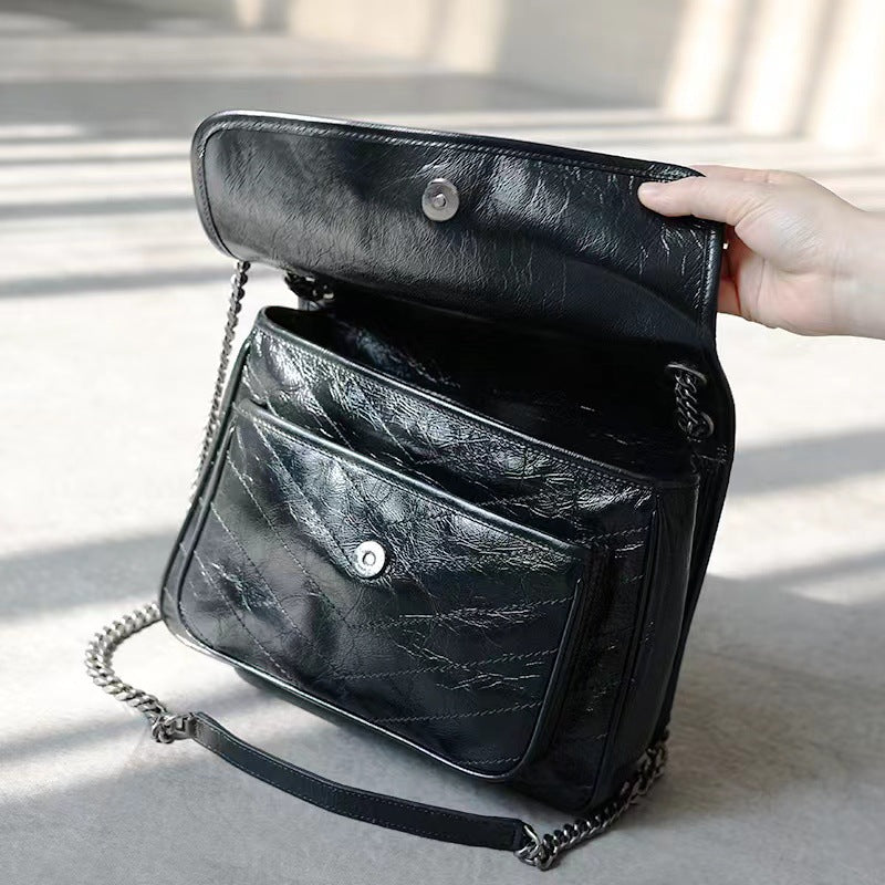 Women's Genuine Leather Retro Oil Wax Skin Crossbody Bags