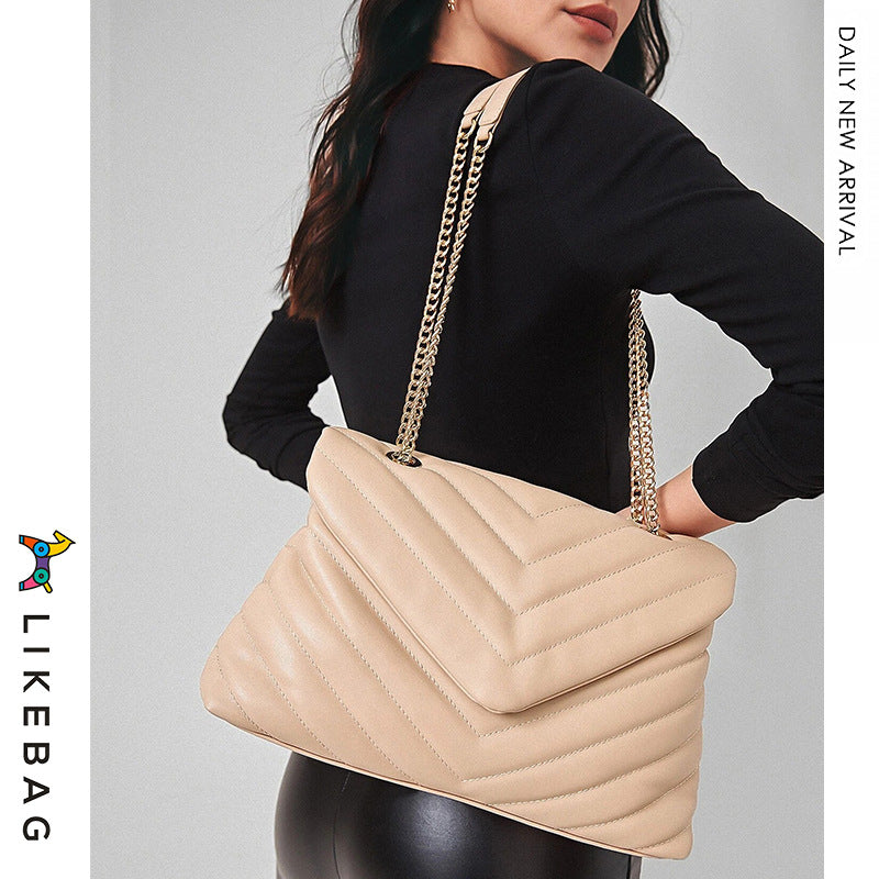 Women's Commuter Soft Metal Chain Embroidered Versatile Crossbody Bags