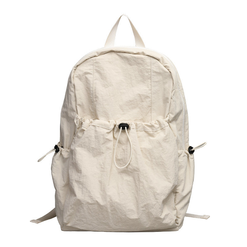 Women's Artistic Nylon Fashionable Pleated Canvas Drawstring Backpacks
