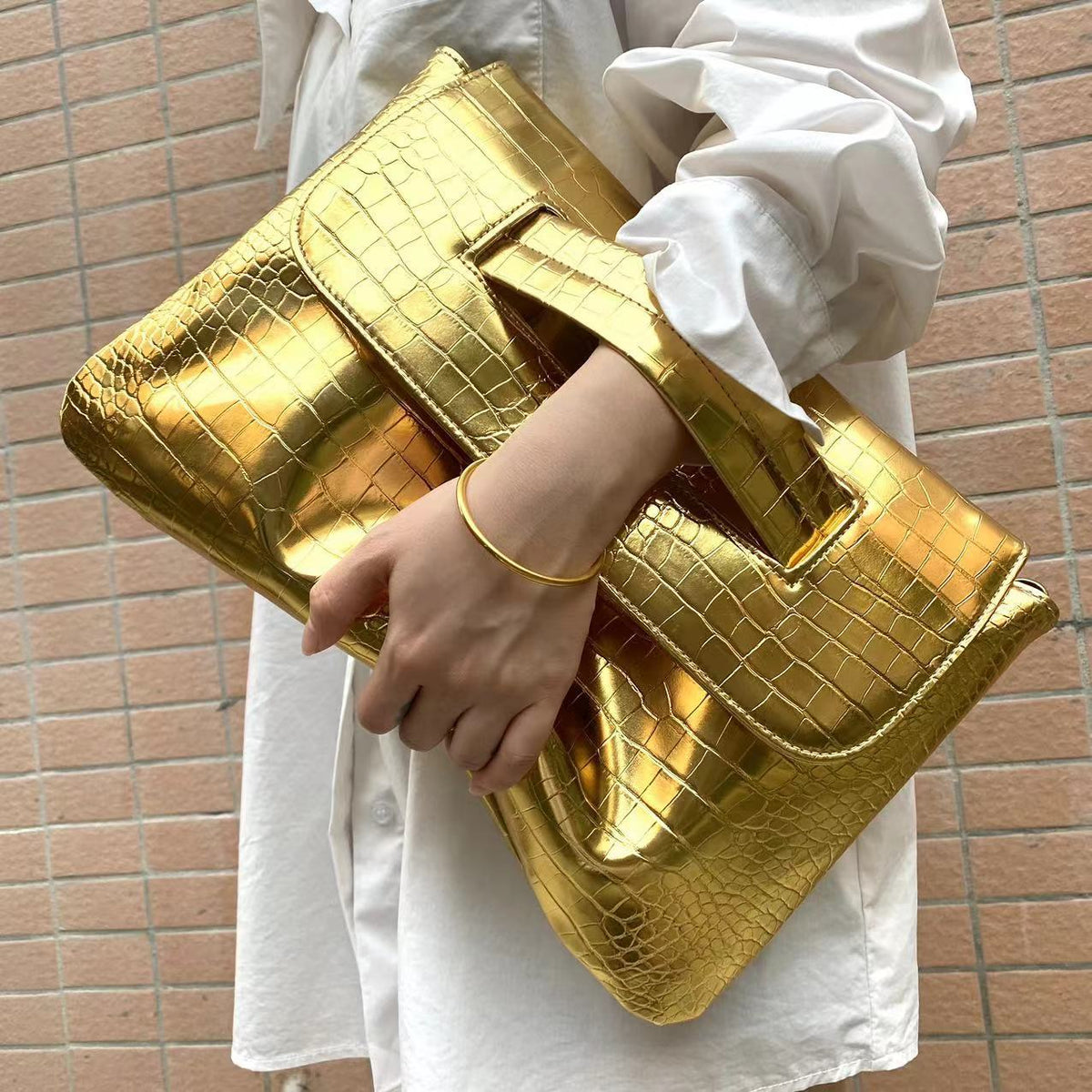 Pattern Strap Clutch Large Capacity File Handbags
