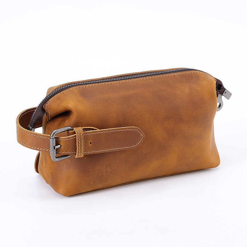 Men's Cowhide Clutch Large Capacity Storage Real Leather Toiletry Men's Handbags