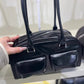 Women's Oil Wax Leather Large Capacity Bowling Shoulder Bags