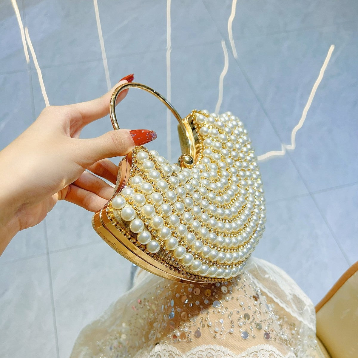Women's Dinner Banquet Pearl Classic Style Diamond Handbags