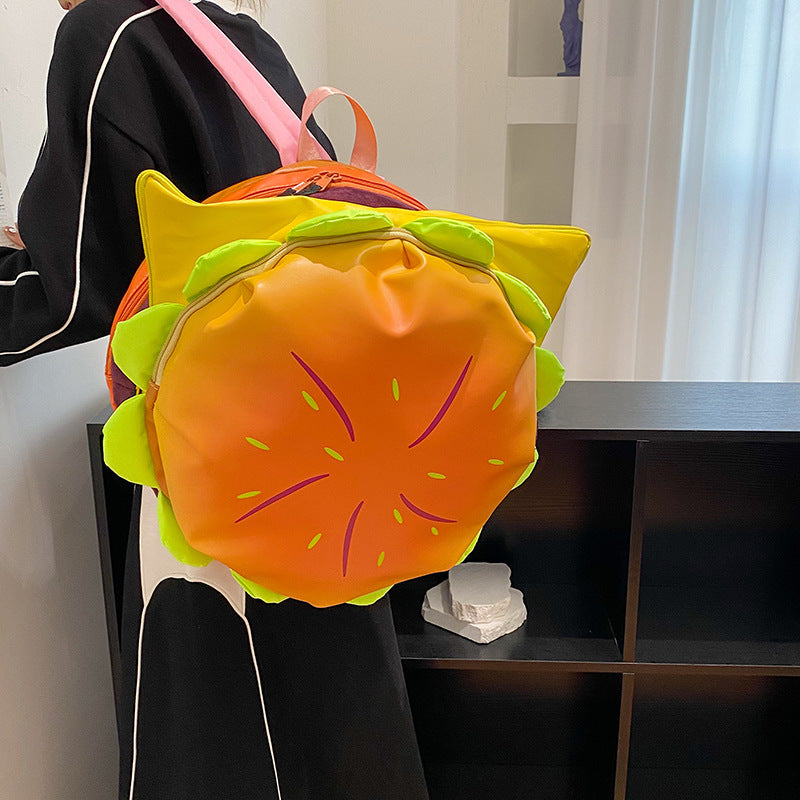 Women's Cute Cheese Hamburger Design Funny Creative Backpacks