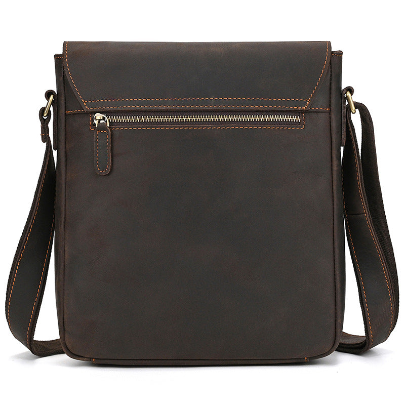 Men's Crazy Horse Flip First Layer Cowhide Men's Shoulder Bags