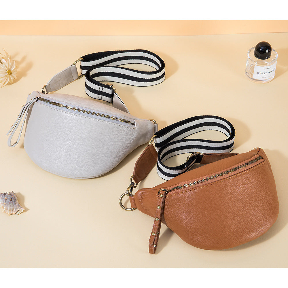 Women's Leather Fashion Niche Large Capacity First Layer Waist Packs
