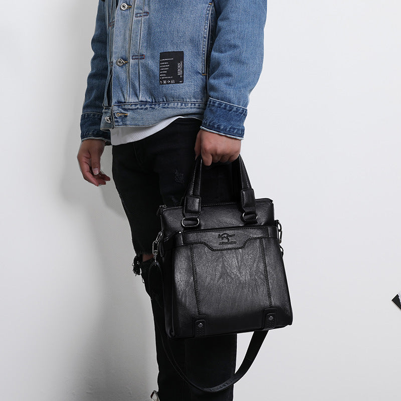 Men's Trendy Business Horizontal Single Document Leather Men's Briefcases