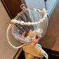 Women's Transparent Shell Box Western Style Pearl Shoulder Bags