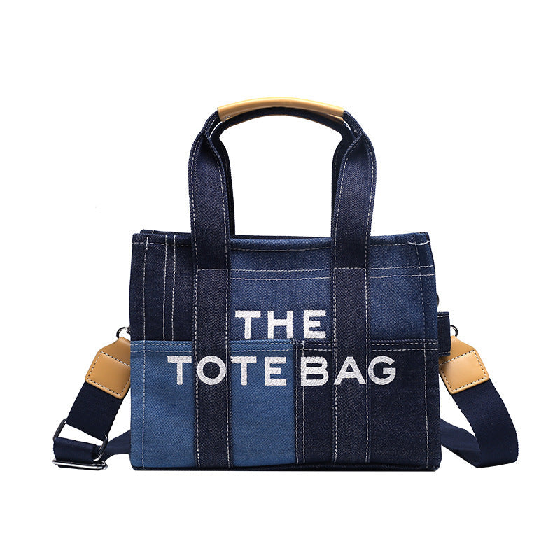 Women's Denim Fashion Retro Niche Stitching Embroidered Bags