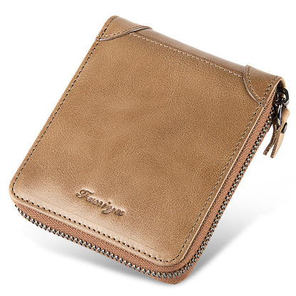 Men's Fanya Short Leather Zipper Driving License Men's Wallets