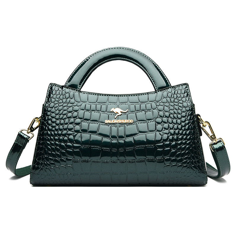 Women's Kangaroo Classic Patent Leather Crocodile Pattern Handbags