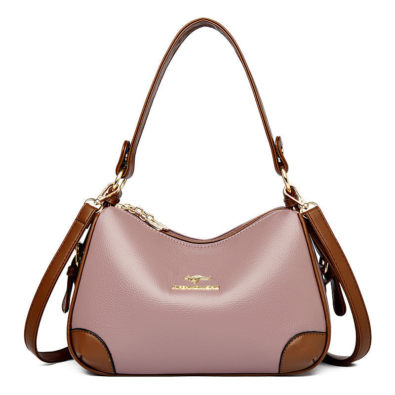 Women's Genuine Leather Mom Large Capacity Contrast Bags
