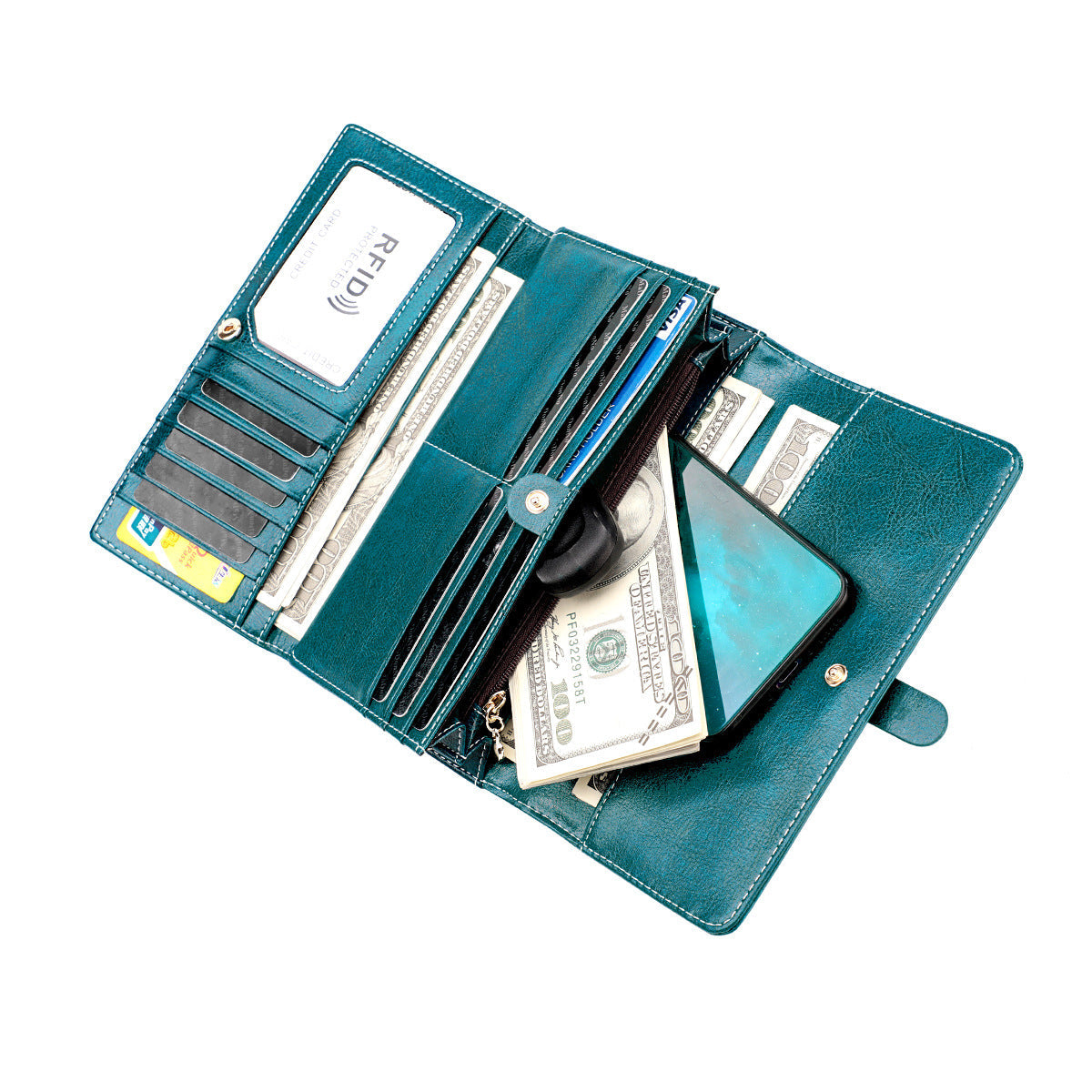 Women's & Men's & Leather Retro Long Cowhide Multiple Card Holder