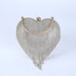 Women's Peach Heart Diamond Tassel Party Portable Evening Bags