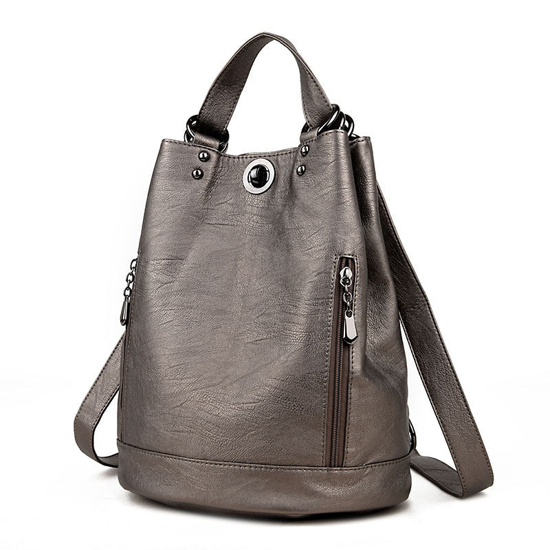 Women's Fashion Soft Leather Large Capacity Backpacks