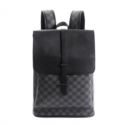 Men's Korean Style Plaid Large Capacity Flip Backpacks