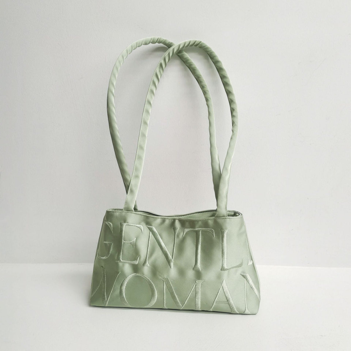 Thailand Trendy Lady Design Satin Letter Embroidery Shoulder Bags