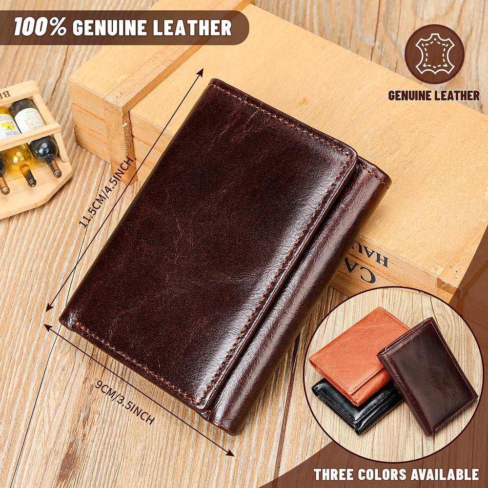 Men's American Gold Clip Swiping Multiple Slots Short Men's Wallets