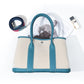Women's Layer Cowhide Large Capacity Canvas Contrast Color Handbags