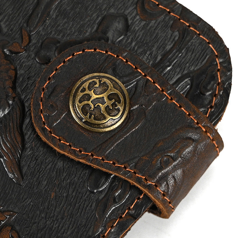 Men's Crazy Horse Leather Long Genuine Iron Men's Wallets