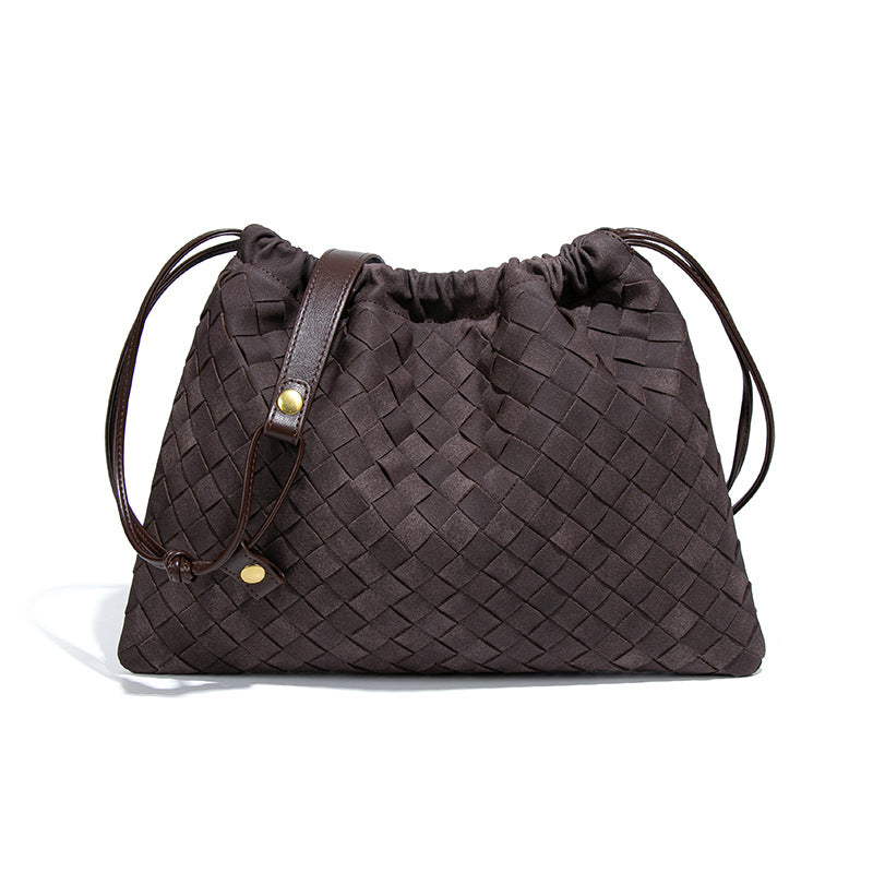 Women's Frosted Woven Drawstring Cloud Fashion Dumpling Shoulder Bags