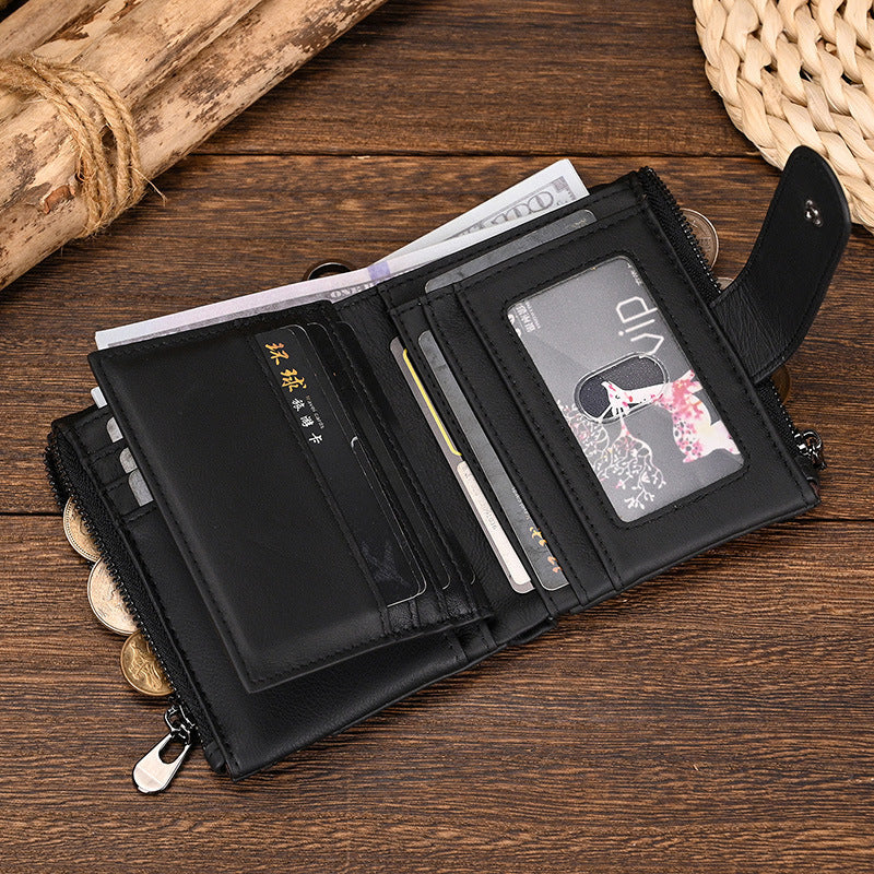 Women's & Men's & Swiping Cowhide With Iron Chain Men's Wallets