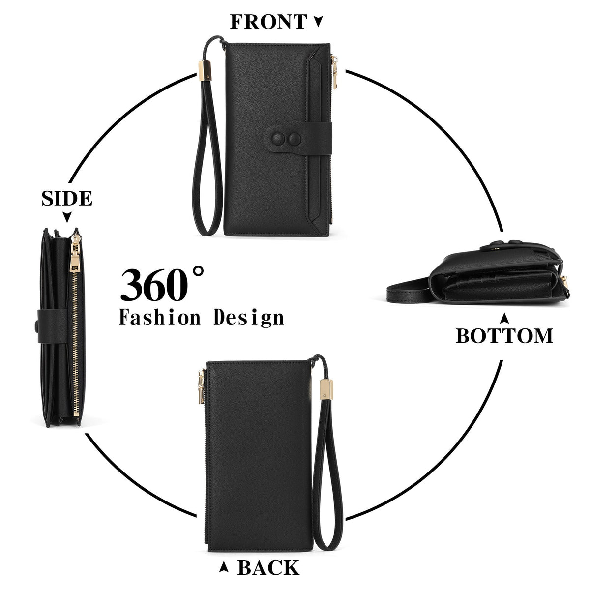 Women's Swiping Leather Large Capacity Long Ladies Wallets