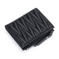 Women's Sheepskin Pleated Vertical Fashion Embroidery Short Ladies Wallets