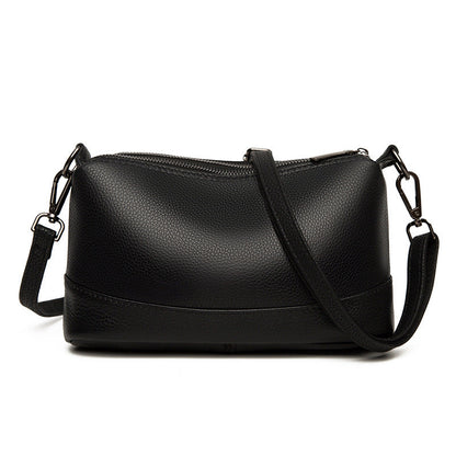 Women's First Layer Cowhide Soft Leather Zipper Light Luxury Shoulder Bags