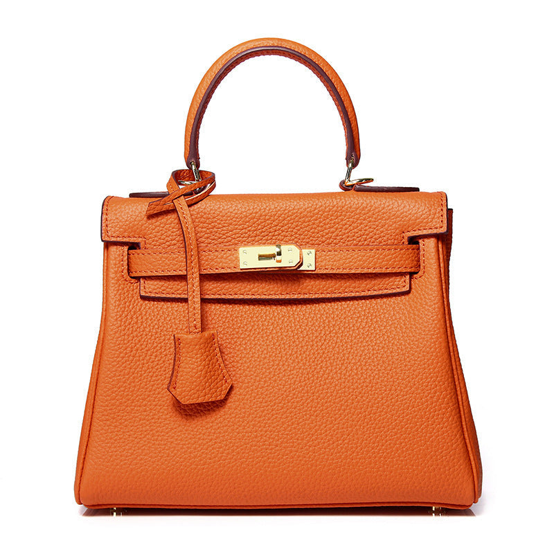 Women's High-grade Fashionable Genuine Leather Handmade Kelly First Layer Handbags