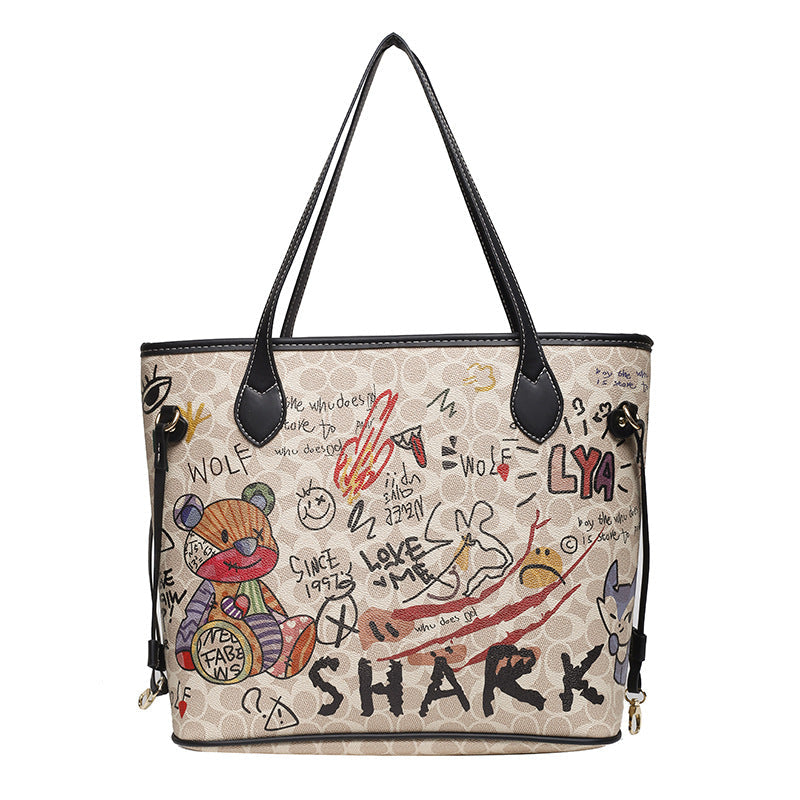 Cartoon Bear Soft Leather Iti Spring Shoulder Bags