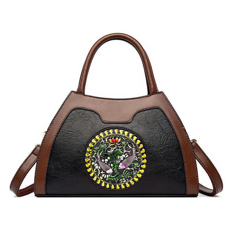Women's Elegant National Style Soft Leather Mother Handbags