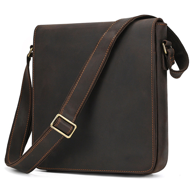 Men's Crazy Horse Flip First Layer Cowhide Men's Shoulder Bags