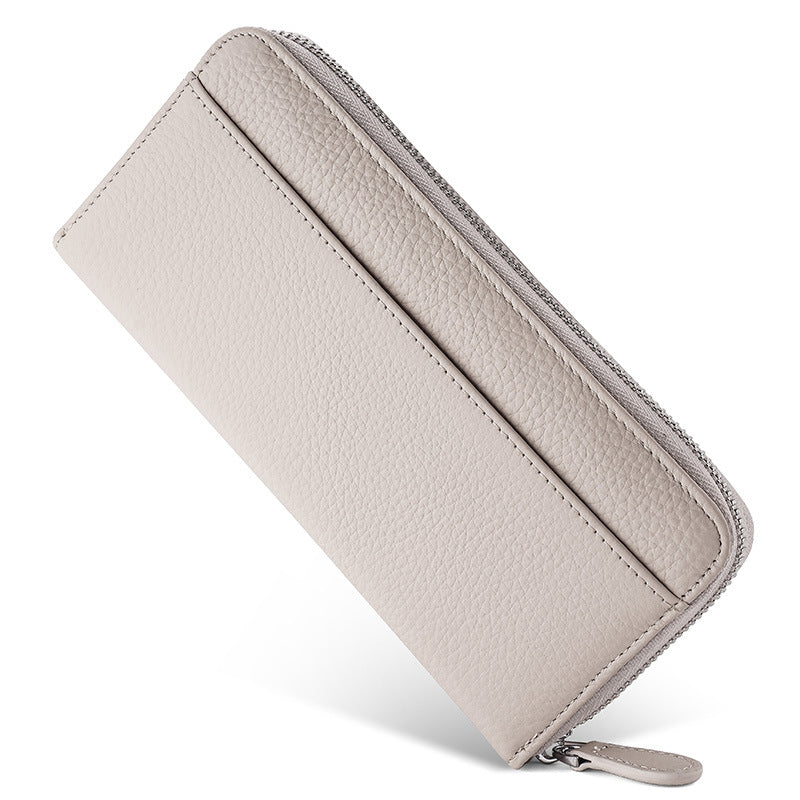 Women's Genuine Leather Long Zipper Clutch Ladies Wallets