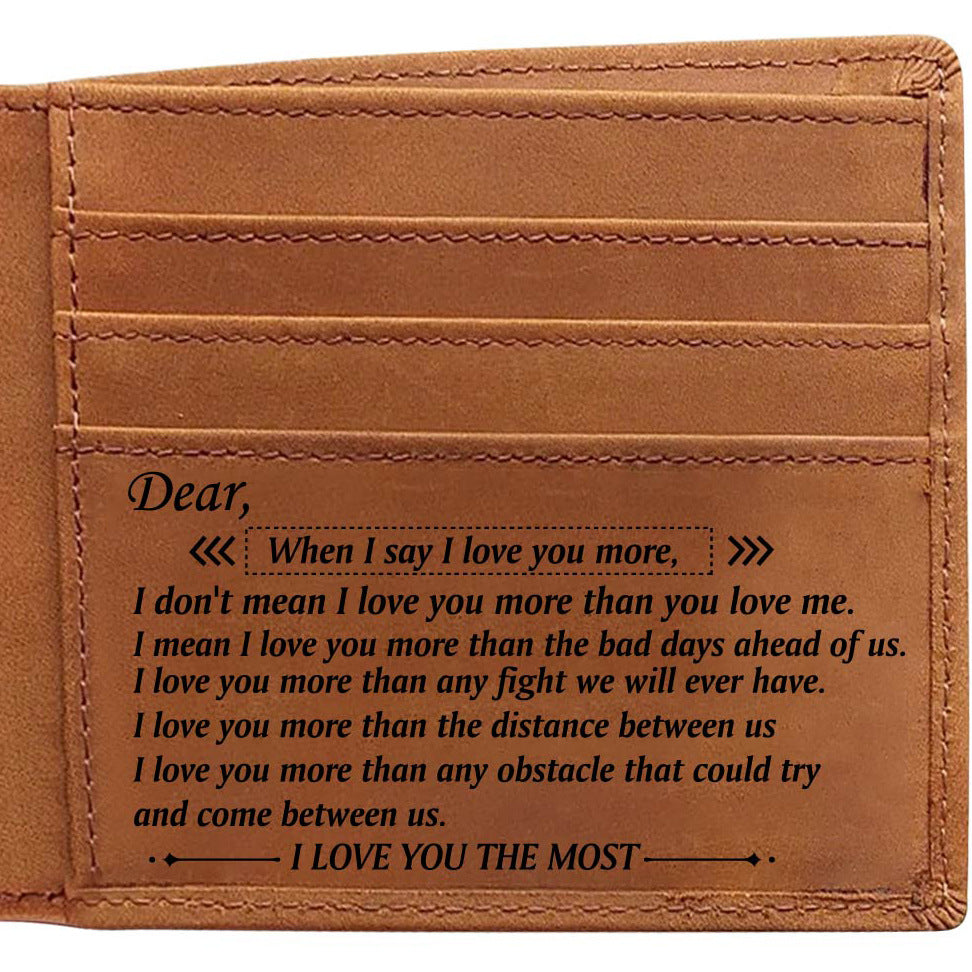 Men's Retro Crazy Horse Leather Genuine Laser Men's Wallets