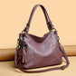Women's Large Polyester Retro Fashion Stitching Tassel Shoulder Bags