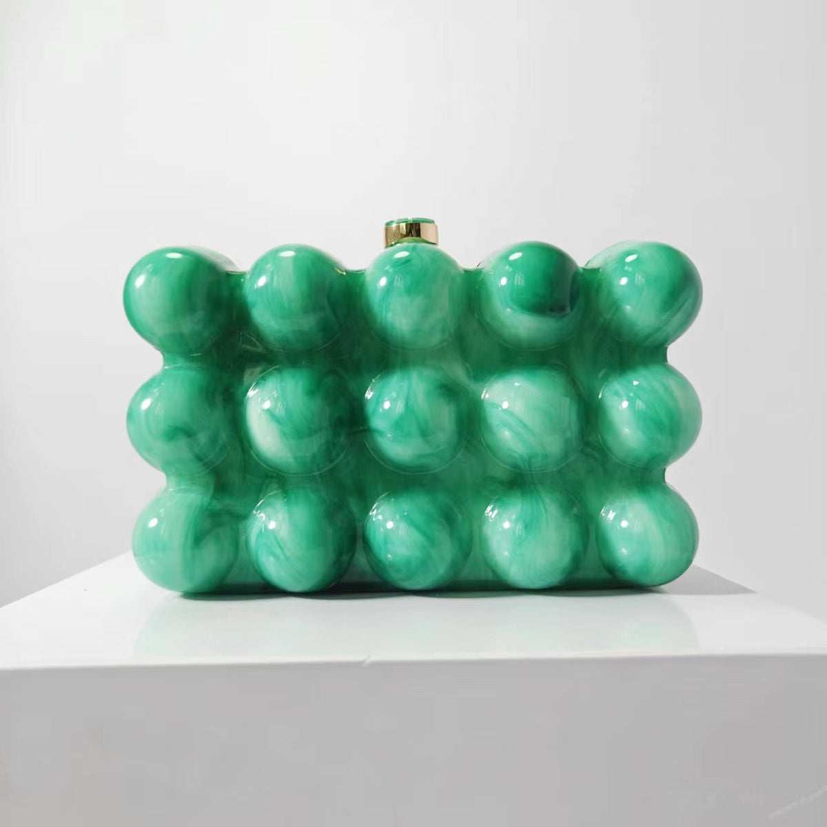 French Wave Pearlescent Egg Shell Acrylic Evening Bags