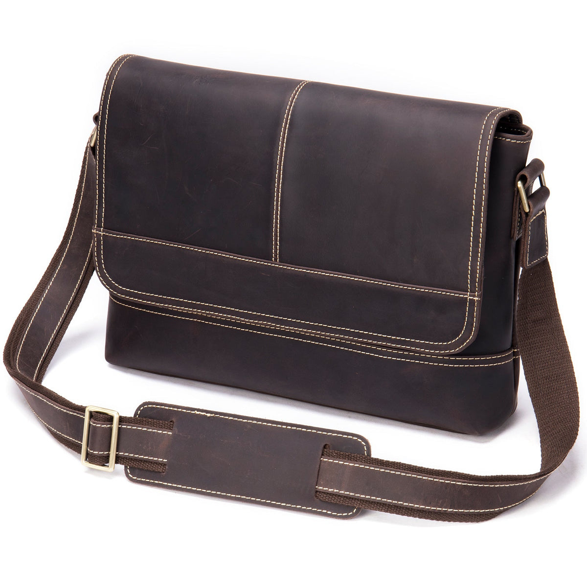 Men's Crazy Horse Leather Retro Fashion First Men's Messenger Bags