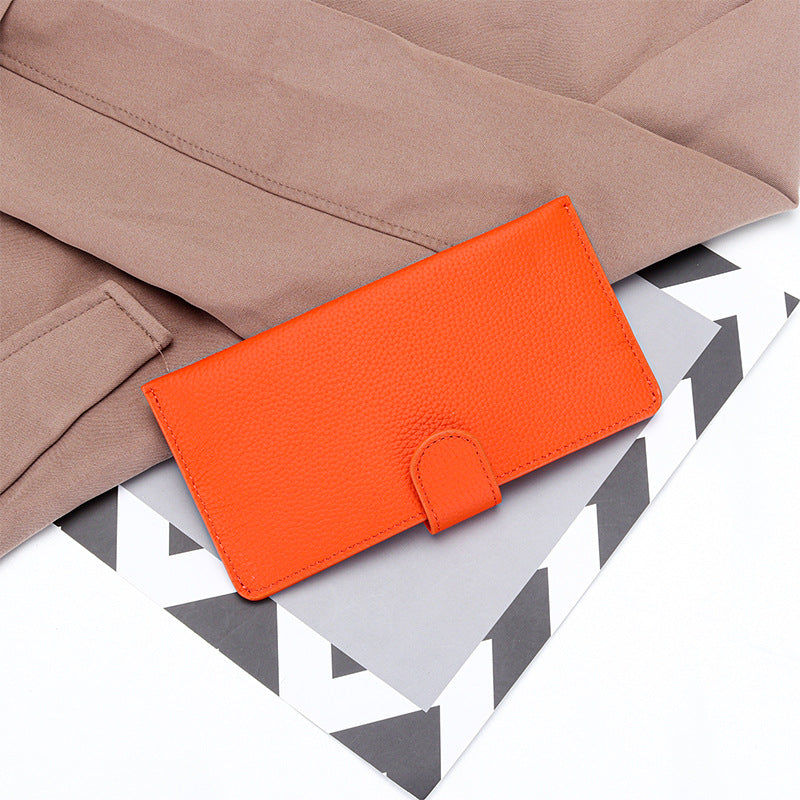 Women's First Layer Cowhide Long Niche Hand-held Ladies Wallets