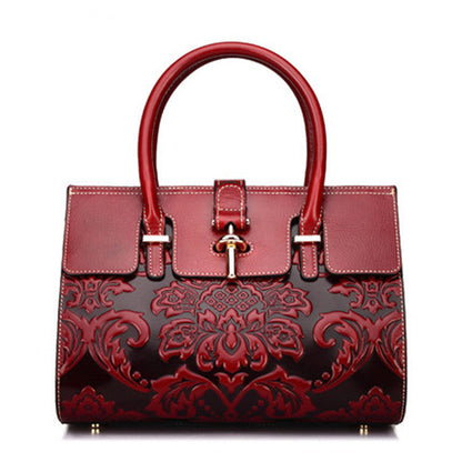 Women's Stylish Big Leather Cowhide Portable Handbags