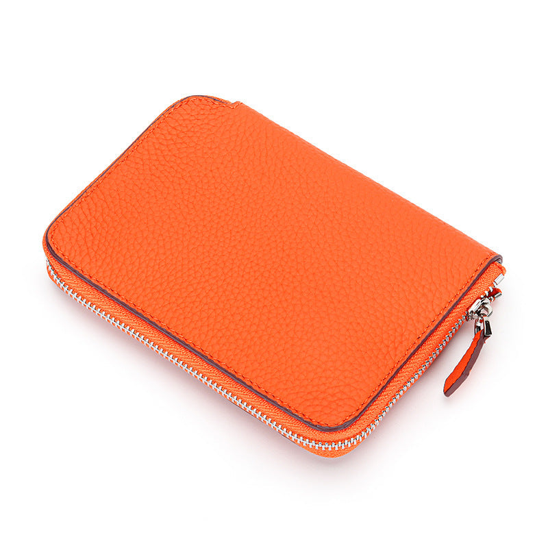 Women's Full Soft Leather Short Zipper License Ladies Wallets