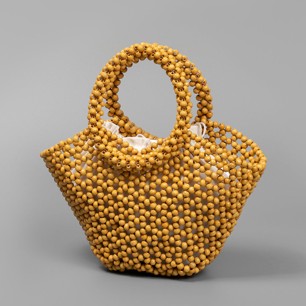 Women's Beach Vacation Hollow Out With Wooden Handbags