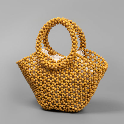 Women's Beach Vacation Hollow Out With Wooden Handbags