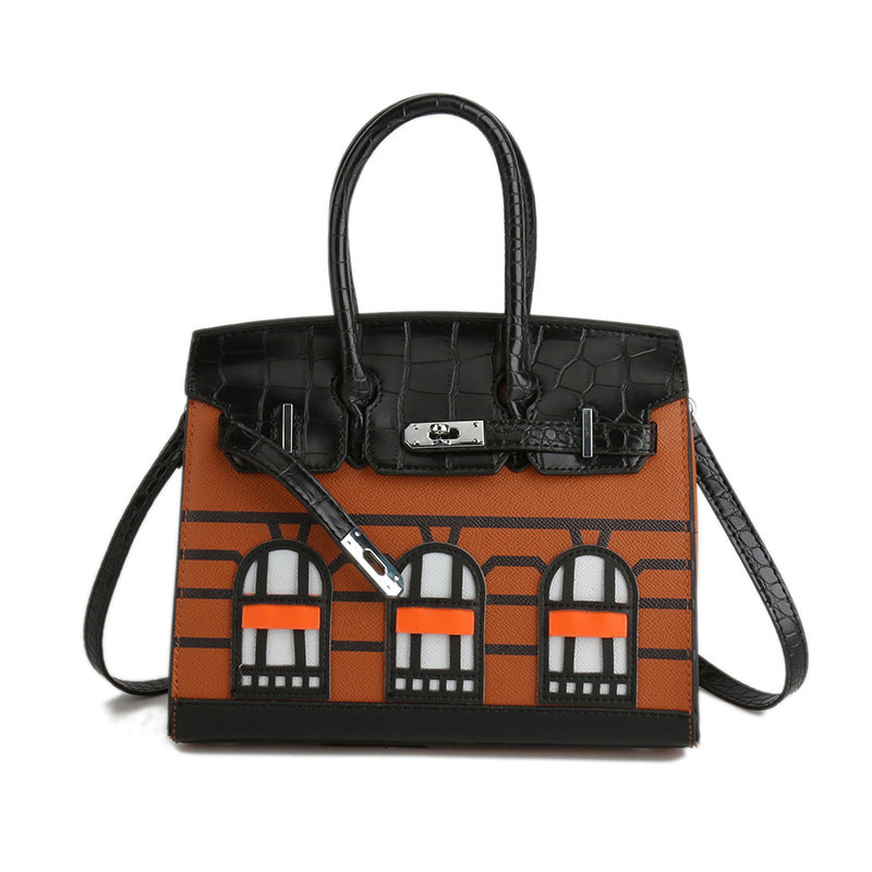 Women's Contrast Color House Platinum Kelly Fashionable Handbags