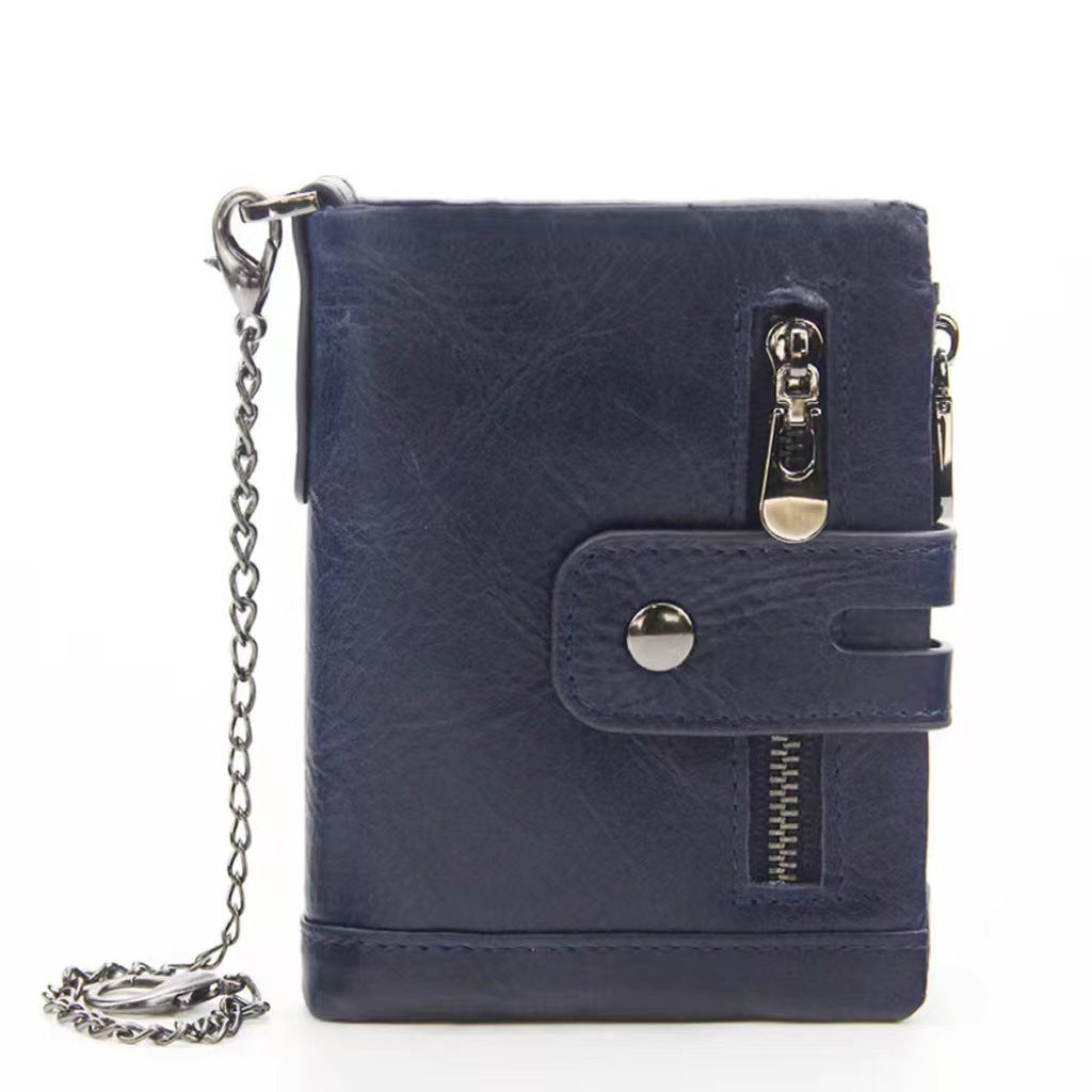 Men's Swiping Vertical Top Layer Oil Wax Men's Wallets