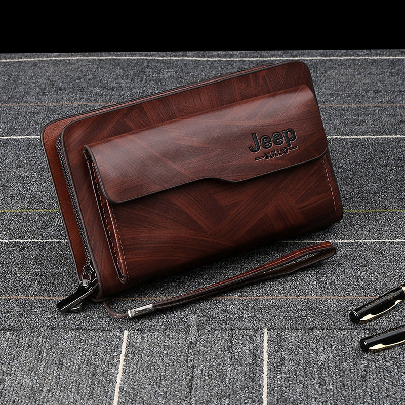 Men's Double Zipper Large Capacity Business Trendy Men's Handbags