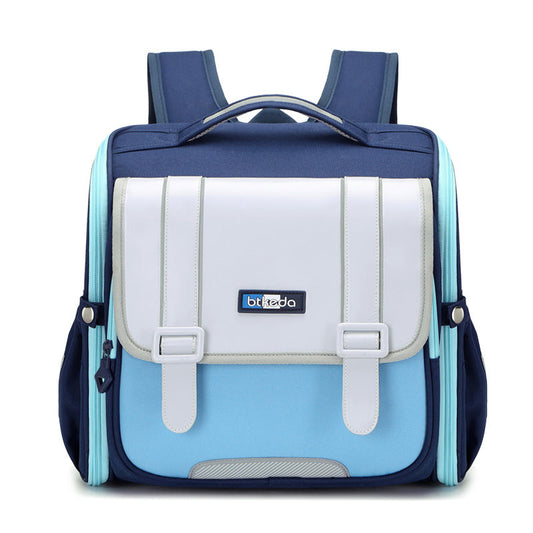 Mochila escolar de gran capacidad estilo británico con alivio de presión y soporte para estudiantes de primaria