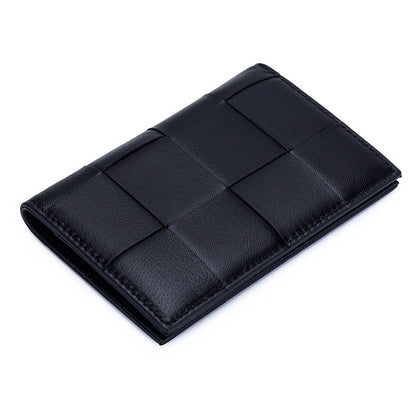 Women's Sheepskin Passport Fashion Woven Cover Credentials Ladies Wallets